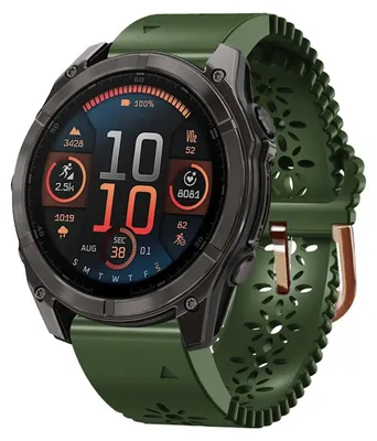 Obrázek produktu pro Pro Garmin Fenix 8 AMOLED 43mm Šněrovací design Prodyšný 20mm silikonový řemínek Dark Green