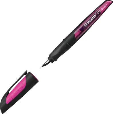 Produktbild von Schulfüller mit Standard-Feder M - STABILO EASYbuddy in schwarz/magenta - Schreibfarbe blau (löschbar) - Einzelstift - inklusive Patrone