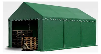 Produktbild von Lagerzelt 3x6 m Industriezelt Unterstand PVC Plane 750 N dunkelgrün mit Bodenrahmen und Dachverstärkung