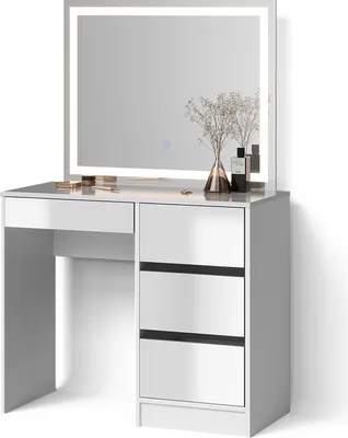 Produktbild von Schminktisch Livinity Imola Weiß 90 cm mit LED-Spiegel, Model 52406