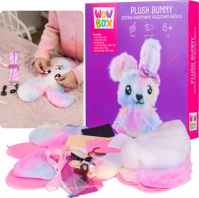 Obrázek produktu pro WOW Box – Kreativní sada PLYŠOVÝ KRÁLÍK k vyšívání DIY, maskot k šití 8+