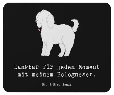 Produktbild von Mr. & Mrs. Panda Mouse Pad Bologneser Moment - Schwarz - Geschenk, Mousepad, Mauspad, notebook, laptop