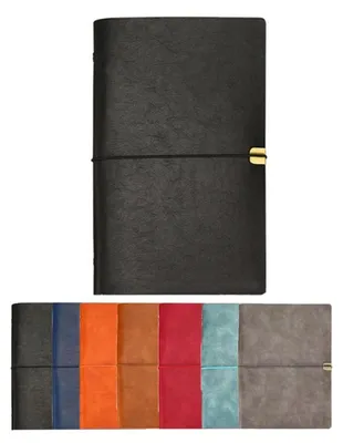Productafbeelding van Notitieboekje A6, Polyurethanleer, navulbaar, 200 pagina's, zwart, 2 stuks