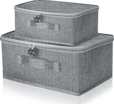 Produktbild von Abschließbare Aufbewahrungsboxen mit Deckel - 2 Stück faltbarer Kleiderschrank-Organizer für Schlafzimmer und Kleidungslagerung