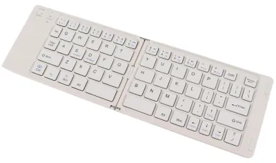 Obrázok produktu pre Skladateľná Bluetooth klávesnica s technológiou Bluetooth 5.0, dobíjateľná, magnetická, ultratenká, prenosná bezdrôtová klávesnica pre Android a Windows, biela