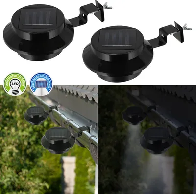 Produktbild von Solar Dachrinnenleuchte 2er Set Dachrinnenbeleuchtung Lampe LED Leuchte Outdoorlicht
