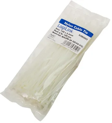 Produktbild von LogiLink KAB0002, Weiß, 15 cm, 2,5 mm (0.0984"), 100 Stück