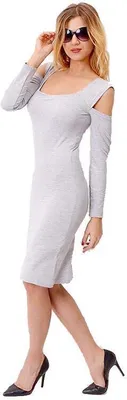 Produktbild von Damen Minikleid Schulterfrei Kleid Dress; S/M; Grau Meliert