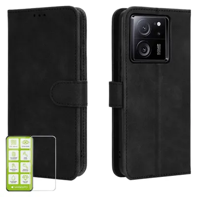 Immagine prodotto di Per Xiaomi 13T / 13T Pro Custodia per cellulare Custodia in  nera + vetro temperato H9