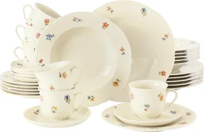 Produktbild von Seltmann Weiden Marieluise Kombiservice, 6 Person(en), Porzellan, Cremefarben, Rund, 25 cm, 23 cm
