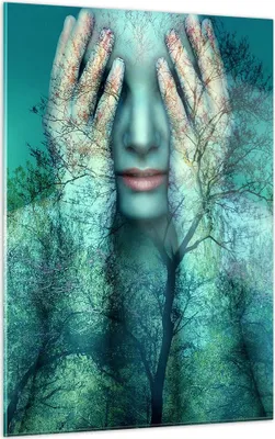 Produktbild von Bilder auf glas - Einteilig - Frau Natur Grafik - 50x70cm - Glasbilder - Wandbilder - Bilder - zum Aufhängen bereit - Wanddekoration aus Glas - Glas Bilder - Wandbild auf Glas - GPA50x70-4254