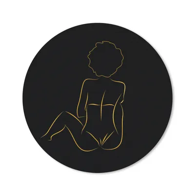 Produktbild von MuchoWow® Mauspad Mousepad Frau - Schwarz - Gold - Strichzeichnung 40x40 cm - Mousepads - Maus Mat - Pad - Mausunterlage - Schreibtisch Accessoires