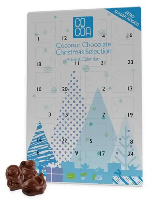 KALENDARZ ADWENTOWY Z CZEKOLADY KOKOSOWEJ BEZ DODATKU CUKRÓW BIO 180 g - COCOA