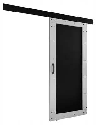 Produktbild von KierMoebel Schiebetür Komplettset ADIO 2, Wohnzimmer Schiebetür Weiß & Schwarz 106x205x3,2 cm