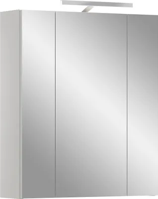Produktbild von Badezimmer Spiegelschrank mit 60 cm Breite in weiß inkl. LED-Beleuchtung, 3 Spiegeltüren mit 3D-Funktion - IGGESUND-158