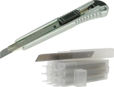 Produktbild von Abbrechmesser 9 mm Aluminium Cuttermesser + 50 x Abbrechklingen 9 mm