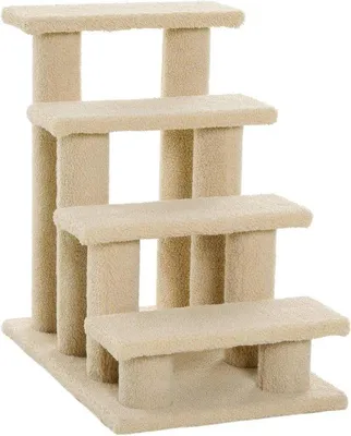 Zdjęcie produktu dla Drabinka dla kotów domowych – drabinka Klimladder dla psów i kotów – model 4-stopniowy do łóżka i sofy – 63 x 43 x 60 cm – drewno, jasnobrązowe
