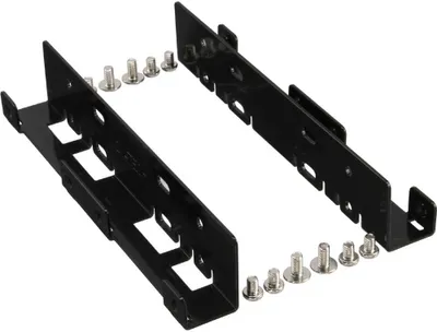 Produktbild von InLine HDD/SSD Einbauschienen, 2x 6,35cm (2,5") zu 8,89cm (3,5"), schwarz, Metall, Schwarz