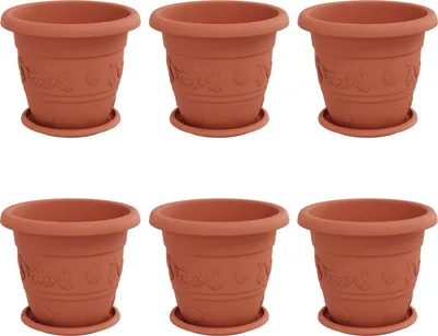 Immagine prodotto di vidaXL Vasi da fiori, 6 pezzi, color terracotta, diametro 26 cm, altezza 21,5 cm, plastica