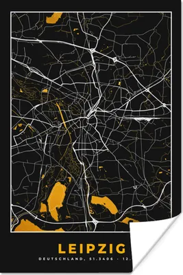 Produktbild von MuchoWow® Poster Leipzig - Gold - Stadtplan - Deutschland - Karte 20x30 cm - Papierdruck