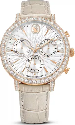 Produktbild von Swarovski Damenuhr Matrix Tennis Chrono Roségold/Beige Leder 5702849