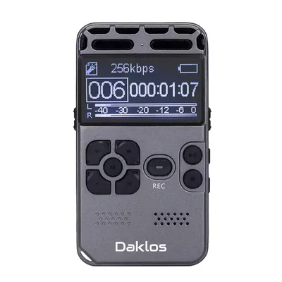 Obrázek produktu pro DRAGON 8 GB Profesionální diktafon a MP3 přehrávač, hlasový záznamník, nahrávání hlasu, zvuku a telefonních hovorů Diktafon Daklos