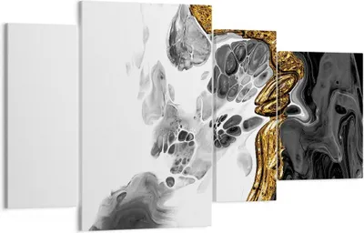 Produktbild von Bild auf Leinwand - Leinwandbild - 4 Teile - Abstraktion verschüttet Kontrast - 120x70cm - Wand Bild - Wanddeko - Wandbilder - Leinwanddruck - Bilder - Wanddekoration - Leinwand bilder - DL120x70-4498