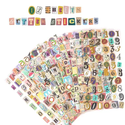 Aufkleber-Set 728 Stück Buchstaben Zahlen Vintage Scrapbooking