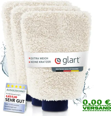Obrázek produktu pro Glart 44WH3 – sada 3 kusů rukavic na mytí auta z mikrovlákna, profesionální kvalita, nezanechává škrábance