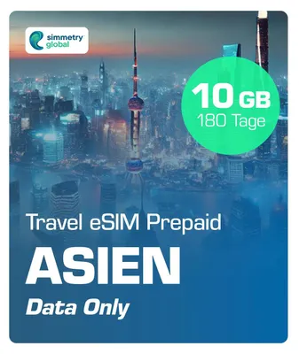 Produktbild von Simmetry Travel eSIM Asien Prepaid Simkarte 4G/5G