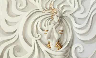 Produktbild von Vlies Fototapete 3D Abstrakt Medusa Frau (416x254cm - 4 Bahnen) Marmor Steinwand Wohnzimmer Schlafzimmer Wandtapete Modern Tapete Latexdruck UV-Beständig Geruchsfrei Hohe Auflösung Montagefertig