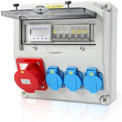 Image de Coffrets de dérivation électriques - Coffrets de dérivation extérieurs - Disjoncteurs - Avec compteur électrique - 3 x 16 A, 1 x 32 A - Gris