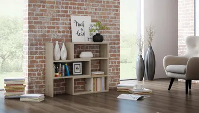 Produktbild von MATKAM IREK Stehregal aus Holz, regulierbare Breite, B/H/T 80-145x110x28 cm, Holzstärke 18 mm, perfekt als Eckregal oder Raumtrenner, (Sonoma Eiche)