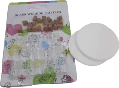 Obrázek produktu pro Malé průhledné skleněné láhve se zátkou