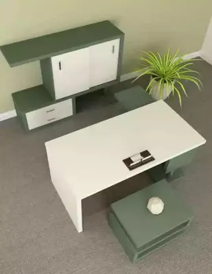 Produktbild von Moderner Büro Set Luxus Bürogarnitur Holzmöbel Schreibtisch Aktenschrank