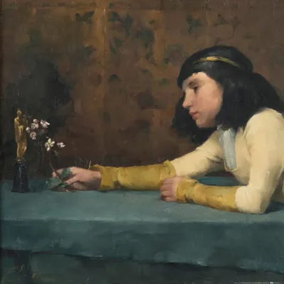 Zdjęcie produktu dla Helene Schjerfbeck Art Print Obraz - Dziewczyna z Madonną, 1881 (70 x 70 cm)