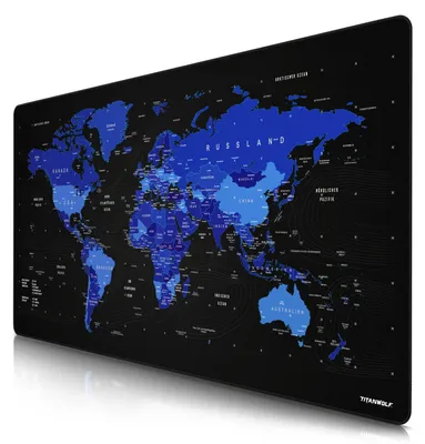 Zdjęcie produktu dla Titanwolf Gaming Mousepad, XXXL Speed Mousepad 1200 x 600 mm, szybkość i precyzja, niebieska mapa świata