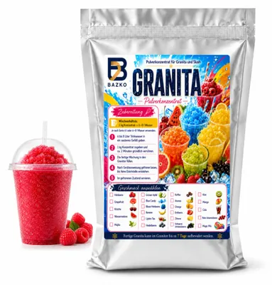 Produktbild von Bazko Slush Sirup 1kg Himbeere Pulver Konzentrat für Eis Slush Maschine