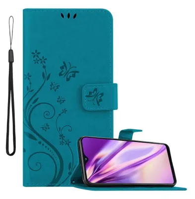 Produktbild von Cadorabo Hülle für Samsung Galaxy A10e / A20e Schutz Hülle in Blau Schutzhülle Handy Hülle Etui Case Blumen Flower
