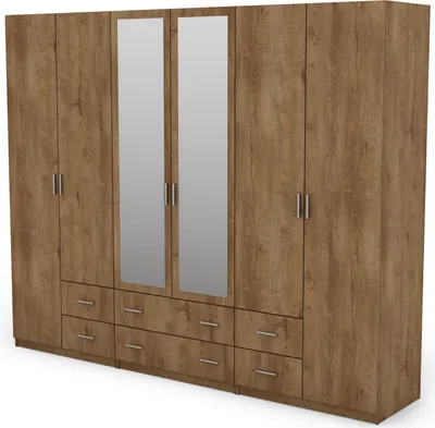 Produktbild von Meblast | Kleiderschrank 240/220 cm, Lefkas-Eiche mit 2 Spiegeln, Premium-Beschläge | Hochwertig, Zeitlos