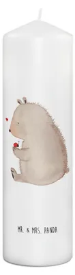 Produktbild von Mr. & Mrs. Panda Kerze Bär Marienkäfer 29 x 8 cm XL - Weiß - Geschenk, Motivation, Erinnerungskerze, Stumpenkerze, Liebe, Bedruckte, Teddy, Erinnerungslicht, Freiheit