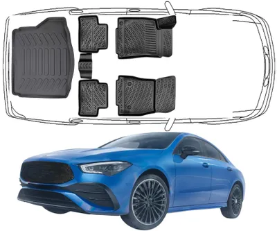 Produktbild von 3D Fußmatten & Kofferraumwanne Auto Set Kompatibel mit Mercedes CLA 1.Gen 2013 - 2019 (C117)