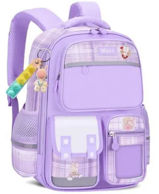 Productafbeelding van Schooltas voor meisjes, geschikt voor leerjaar 1-6, met borstband, reflecterend, donkerpaars