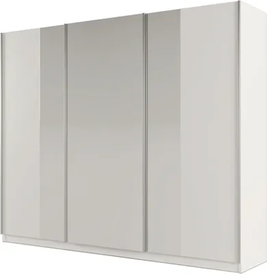 Produktbild von Easy4You Praga Weiß Schiebetüren Kleiderschrank 250x210x65 cm mit Spiegel - Schlafzimmermöbel, Aufbewahrung – Mehrzweckschrank mit  4 Kleiderstangen