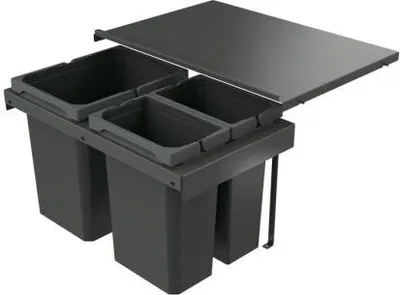 Produktbild von Naber 8013420 Abfallsammler Cox Stand-UP® 350 K/600-3, anthrazit, 30,5 (2x7,5/1x15,5) Liter / 60 cm Schrankbreite