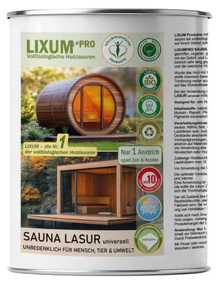 Produktbild von LIXUM - Biologische & Natürliche SAUNA & FASSSAUNA  HOLZLASUR