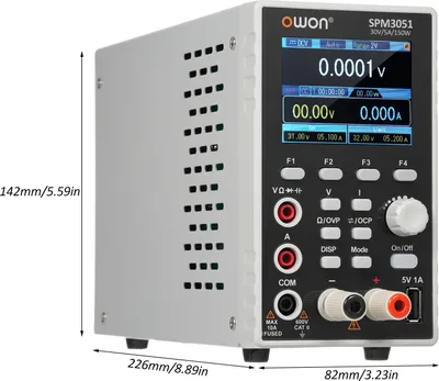 Obrázok produktu pre Programovateľný laboratórny zdroj OWON SPM3051 (0-30V 0-5A) 150W stolový jednosmerný zdroj s multimetrom Regulovaný zdroj s 2,8" LCD displejom a tlačidlom na zapnutie/vypnutie výstupu Jednokanálový výstup
