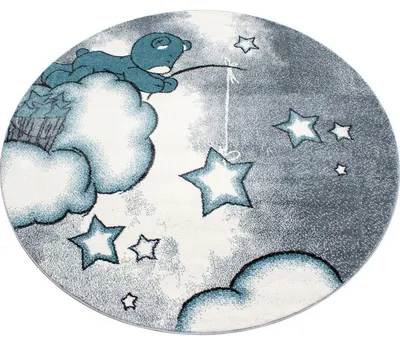 Produktbild von Kinder Teppich Kikki rund, Farbe: Blau, Größe:120 cm rund