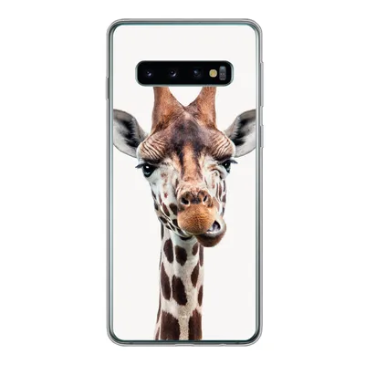 Produktbild von MuchoWow® Handyhülle Schutzhülle Hülle für Samsung Galaxy S10 Jungen - Giraffe - Tiere - Kopf - Porträt - Kind - Mädchen Silikon Softcase Handy Hülle - Handytasche