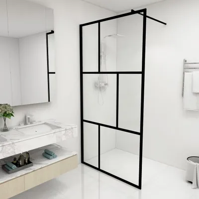 Produktbild von The Living Store Duschwand für Begehbare Duschen mit Hartglas Schwarz 100x195 cm